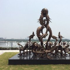 九龍戲珠銅雕，九龍銅雕，廣場龍雕塑