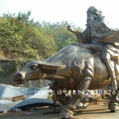 老子騎牛雕塑,古代人物騎牛雕塑