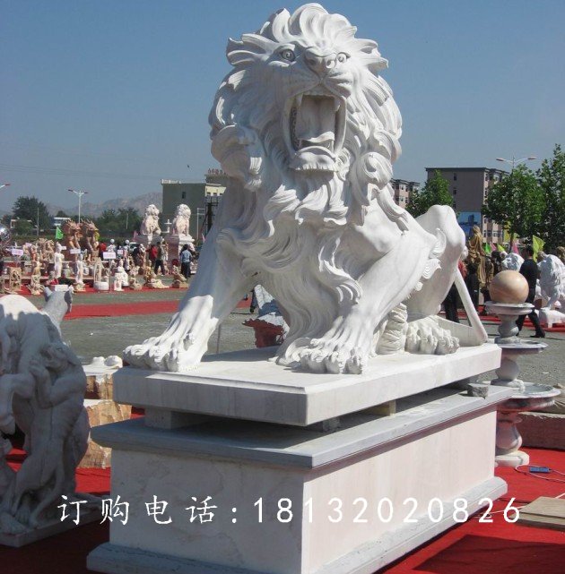 石雕獅子，石雕動物雕塑 (2)
