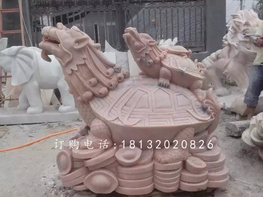 母子龍龜石雕,晚霞紅龍龜?shù)袼? />
<div id=