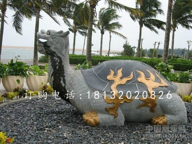 大理石龍龜雕塑,古代神獸石雕