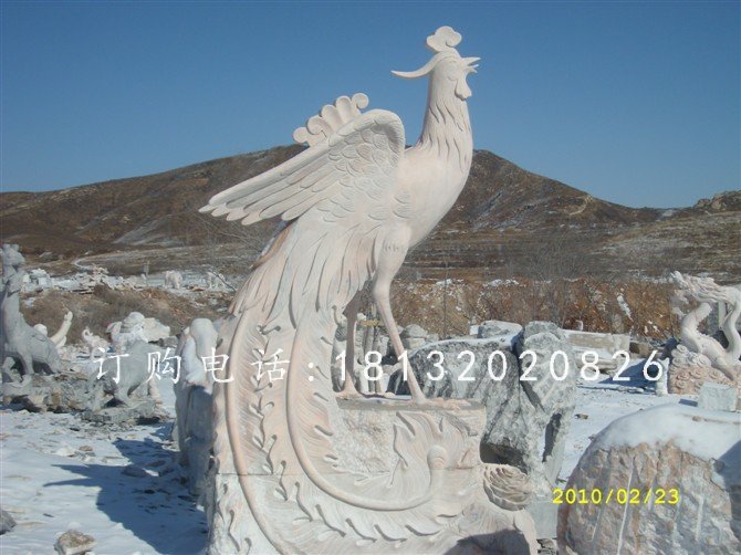 鳳凰石雕,晚霞紅動物石雕 (1)