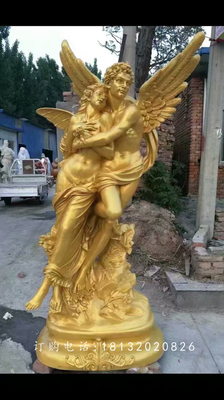 玻璃鋼愛神雕塑，西方情侶雕塑 (3)
