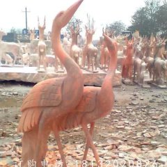 丹頂鶴雕塑,晚霞紅仙鶴動物石雕