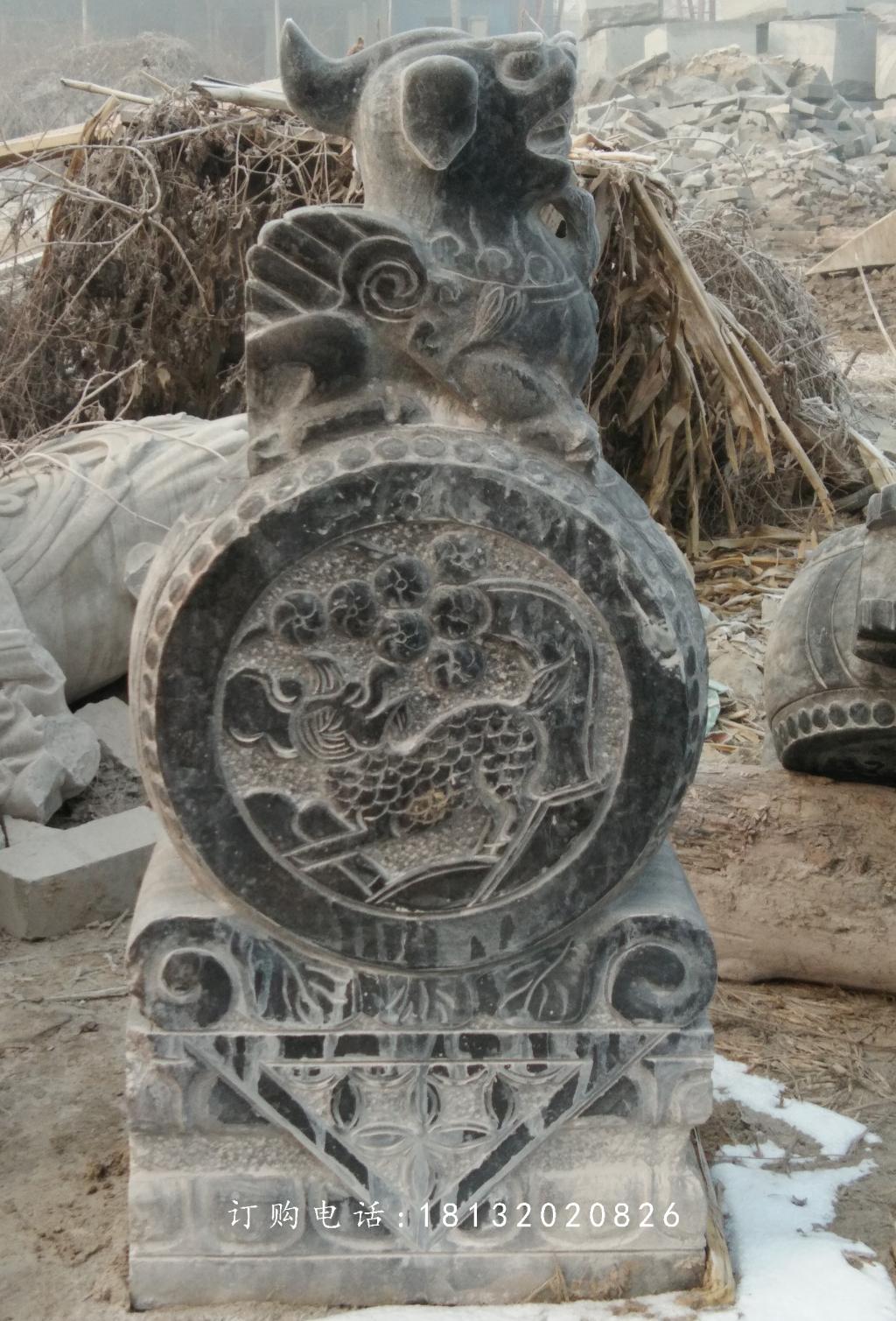 青石門墩,仿古抱鼓石