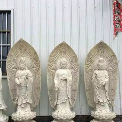 東方三圣雕塑，立式佛像石雕