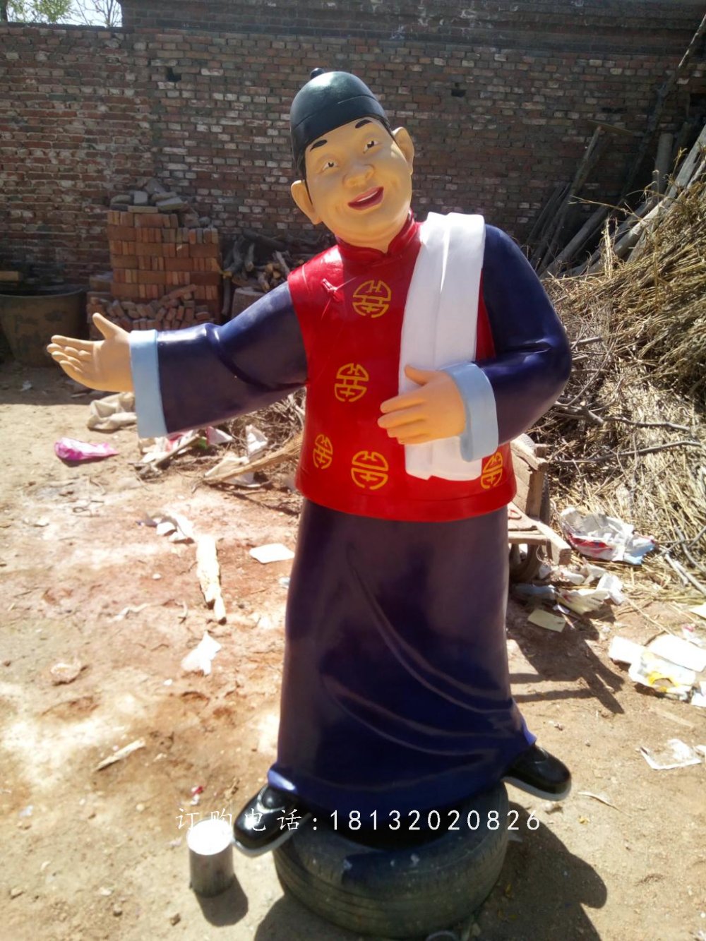 店小二雕塑，玻璃鋼人物雕塑 (2)