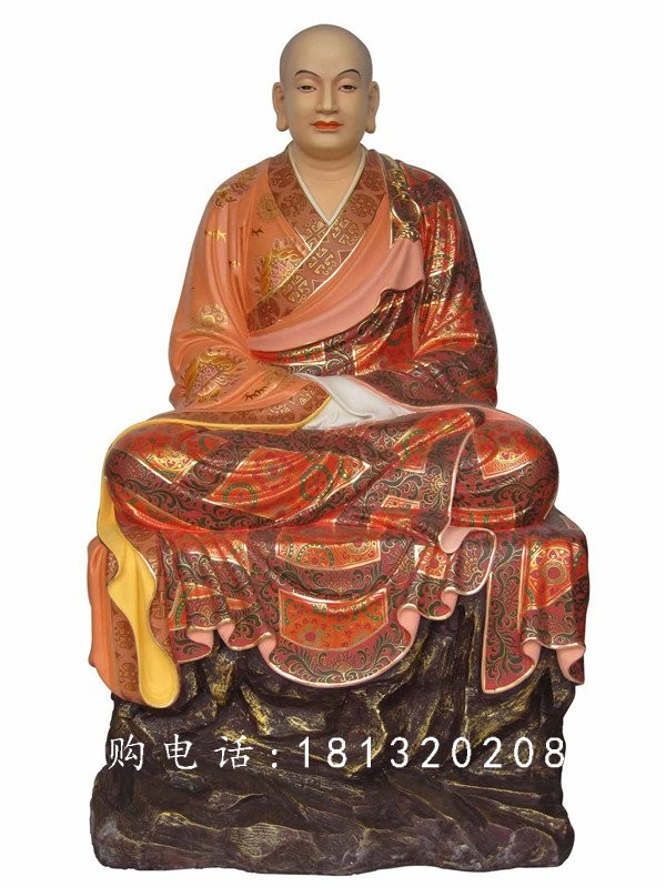 坐式佛像雕塑，玻璃鋼十八羅漢 (1)