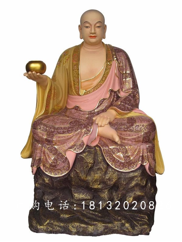 坐式佛像雕塑，玻璃鋼十八羅漢 (4)