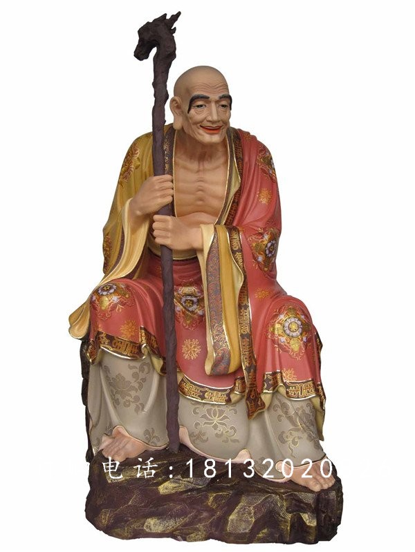 坐式佛像雕塑，玻璃鋼十八羅漢 (7)
