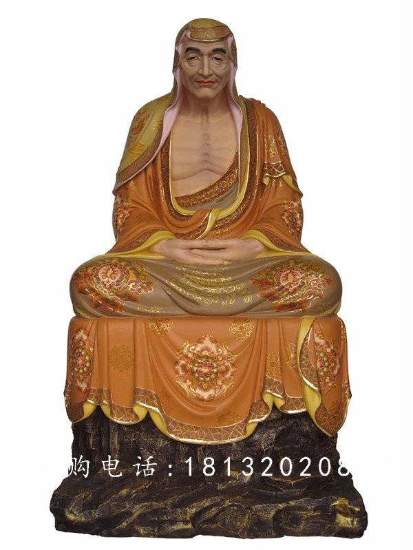 坐式佛像雕塑，玻璃鋼十八羅漢 (8)