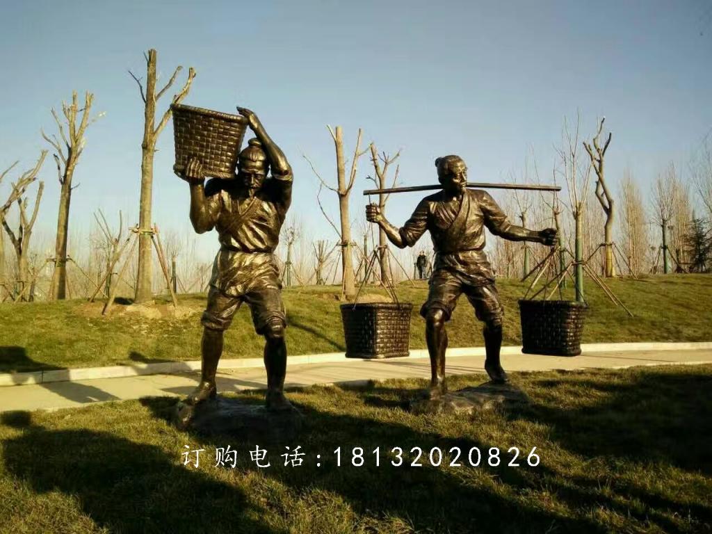 做農(nóng)活人物銅雕，公園人物雕塑 (3)