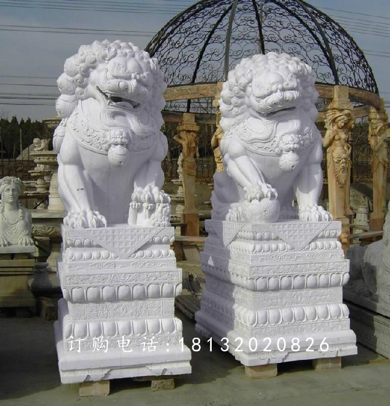 漢白玉獅子石雕，門口獅子雕塑
