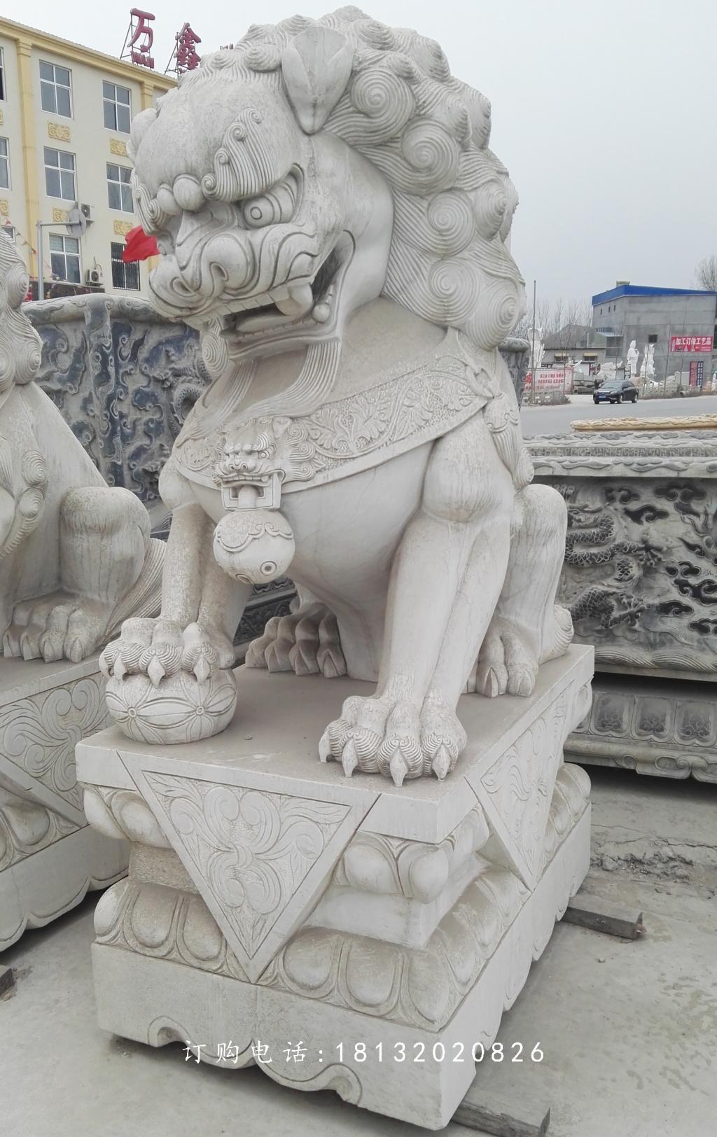 繡球獅子雕塑,石雕看門(mén)獅子 (2)