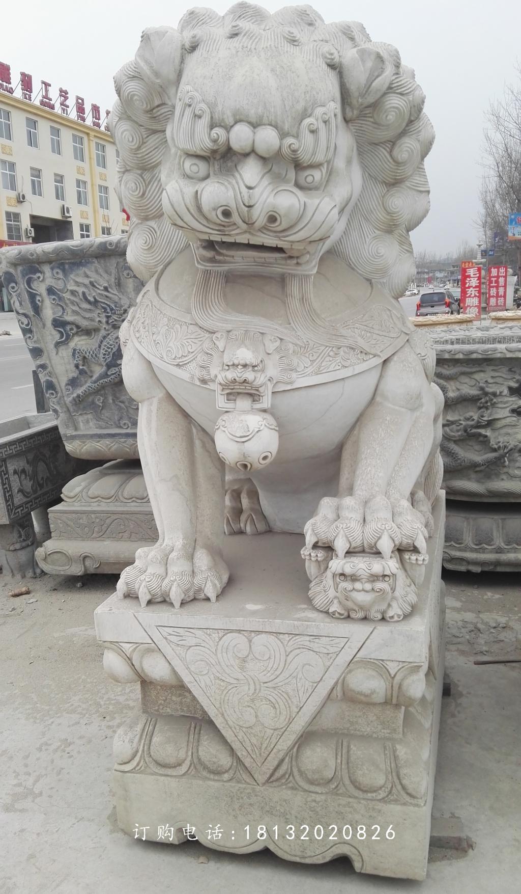 繡球獅子雕塑,石雕看門(mén)獅子 (1)
