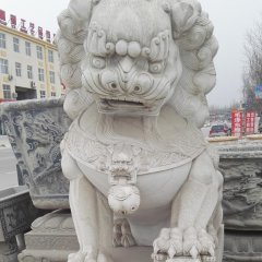 繡球獅子雕塑,石雕看門獅子