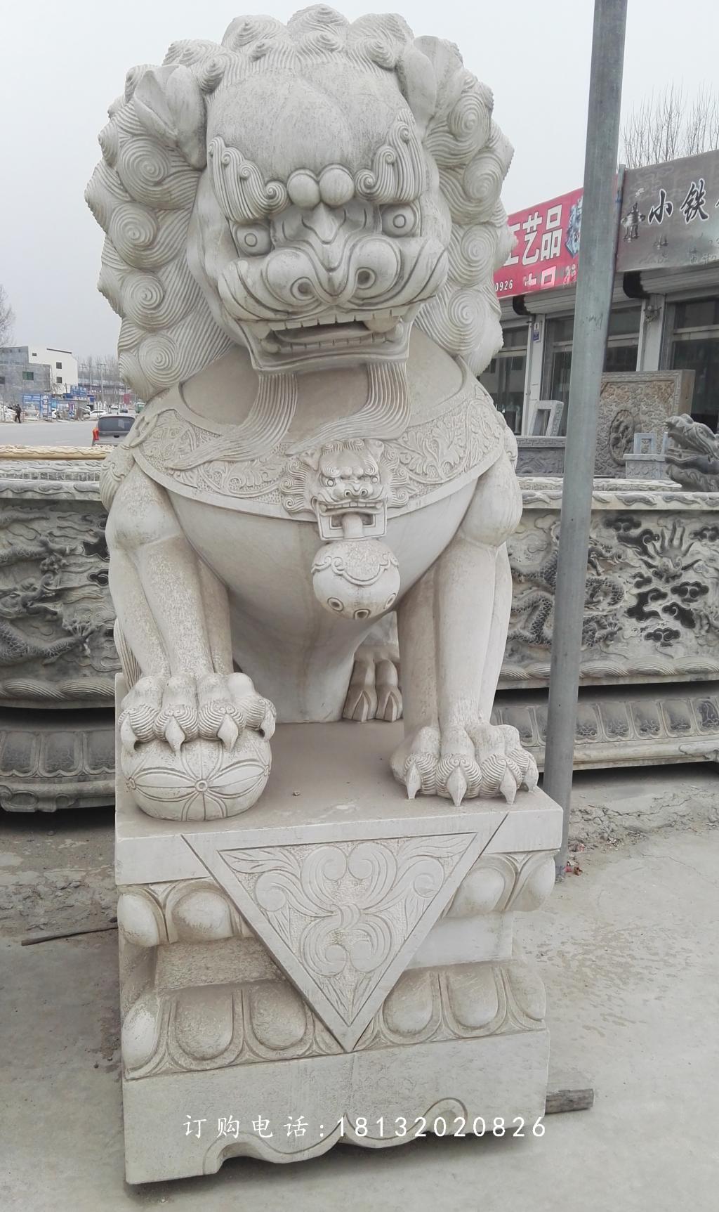 繡球獅子雕塑,石雕看門(mén)獅子 (3)