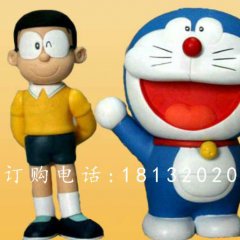 玻璃鋼大雄與多啦a夢雕塑，卡通人物雕塑