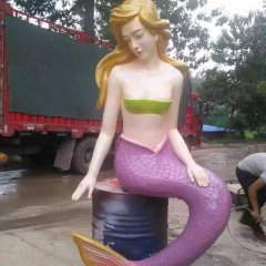 玻璃鋼美人魚雕塑，玻璃鋼彩繪雕塑