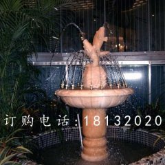 晚霞紅噴泉石雕,石雕魚噴泉