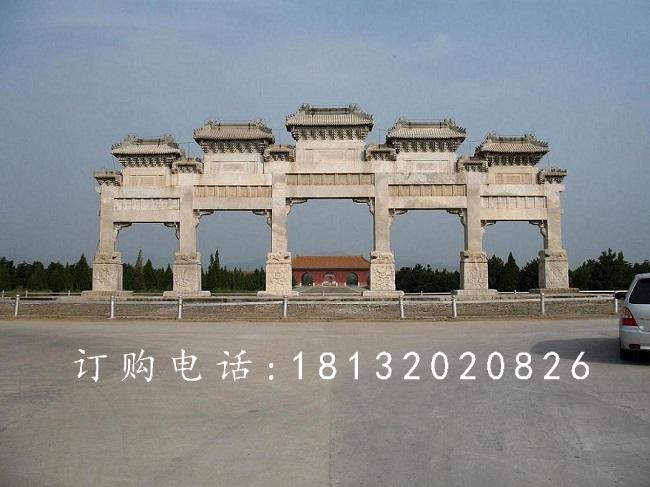 廣場五門牌坊石雕,大理石牌坊雕塑