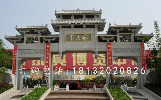 青石牌坊雕塑,三門牌坊雕塑