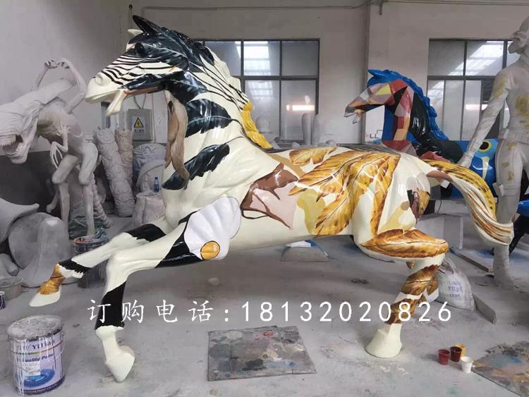 玻璃鋼彩繪馬雕塑,玻璃鋼動(dòng)物雕塑 (2)