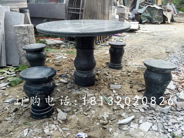 黑色石桌椅，公園桌椅石雕