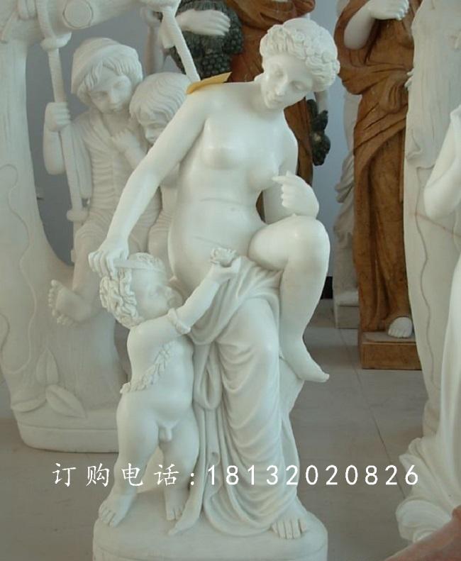西方母子石雕，漢白玉人物雕塑