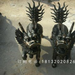 麒麟銅雕,小型青銅麒麟