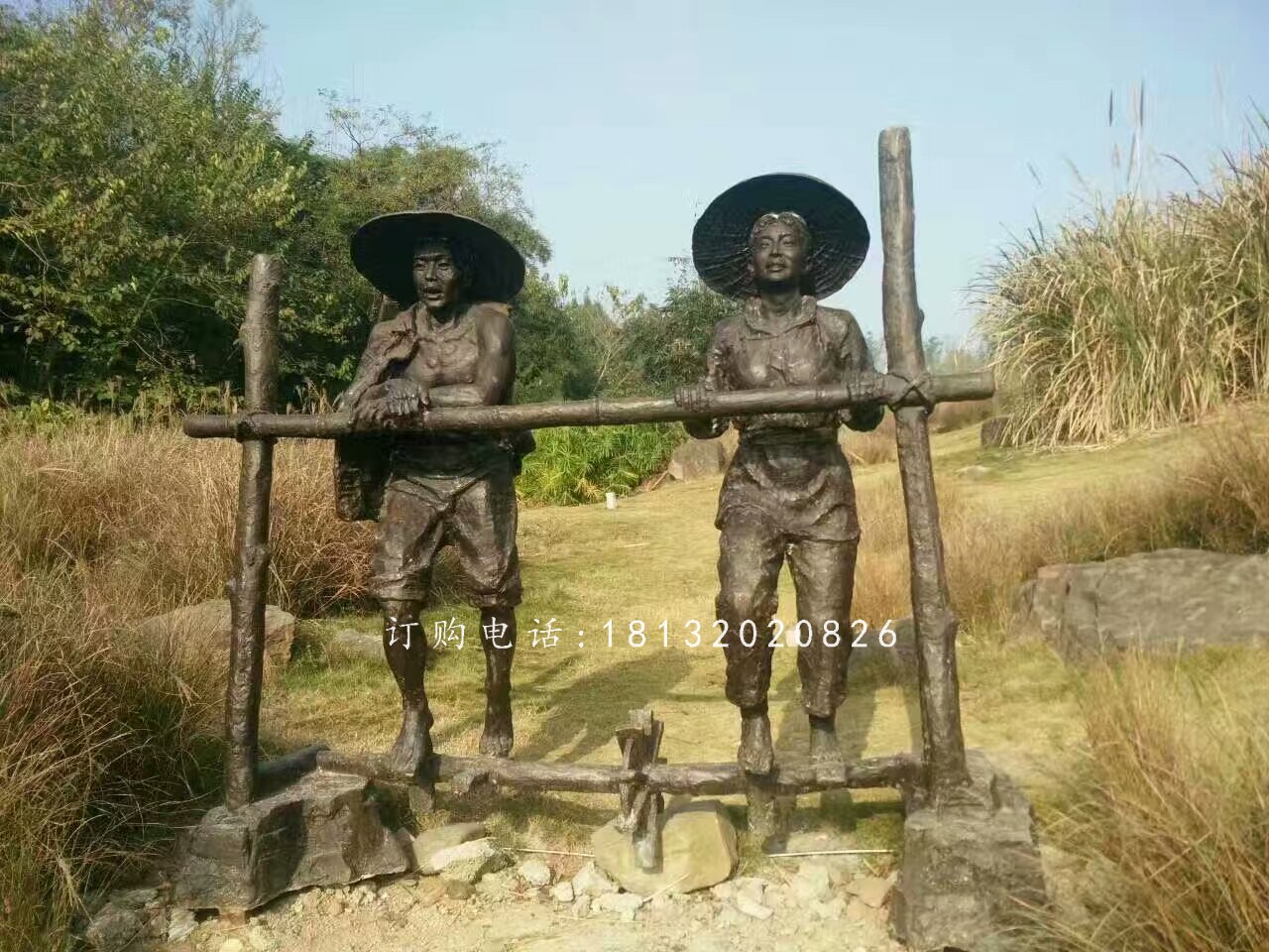 干農活人物雕塑，公園人物銅雕