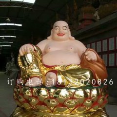 玻璃鋼彌勒佛雕塑,貼金佛像雕塑