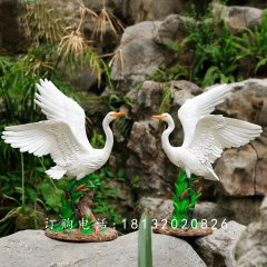 玻璃鋼白鷺雕塑，玻璃鋼仿真動物
