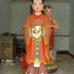 玻璃鋼龍女雕塑，貼金彩繪龍女雕塑