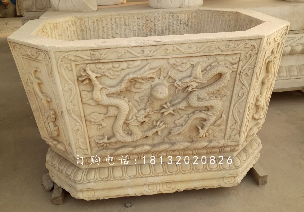 方形水缸石雕，公園景觀石雕