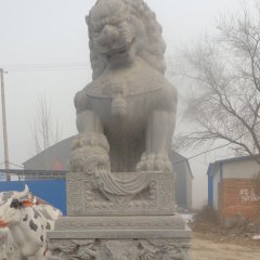 青石獅子石雕,仿古戲球獅石雕