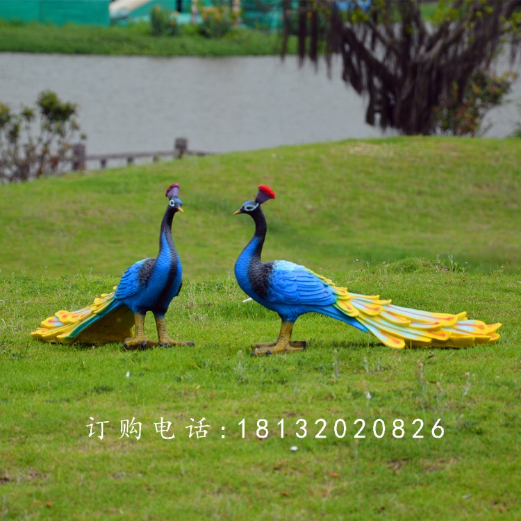 藍孔雀雕塑,玻璃鋼仿真孔雀雕塑 (2)