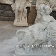 騎獅子的西方美女雕塑,廣場景觀雕塑
