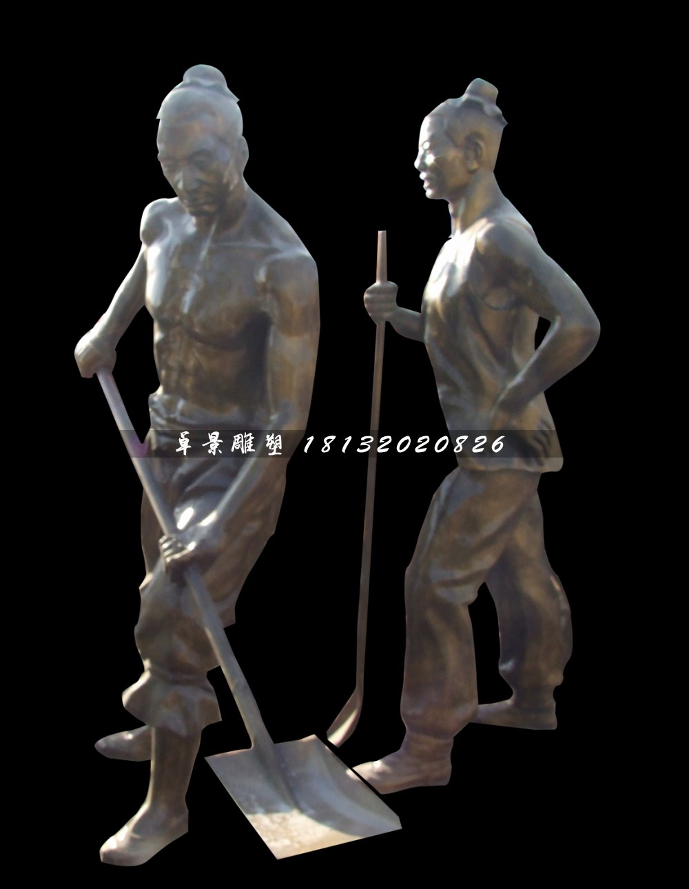 古代人干農活銅雕,公園景觀銅雕 (2)