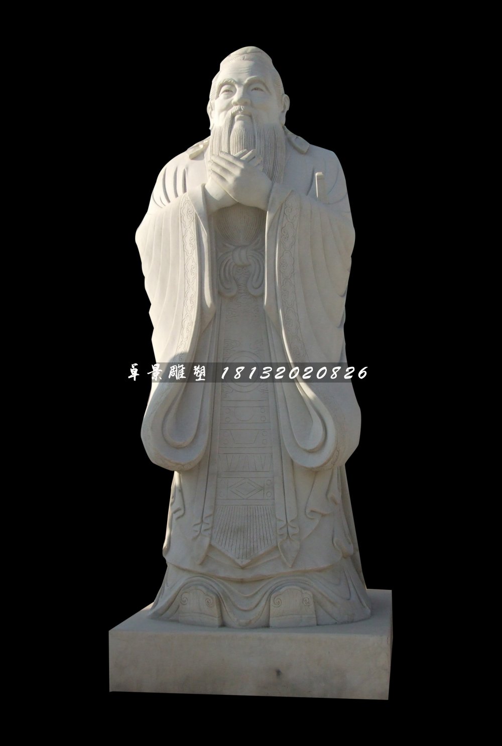 先師孔子石雕，校園大理石人物雕塑