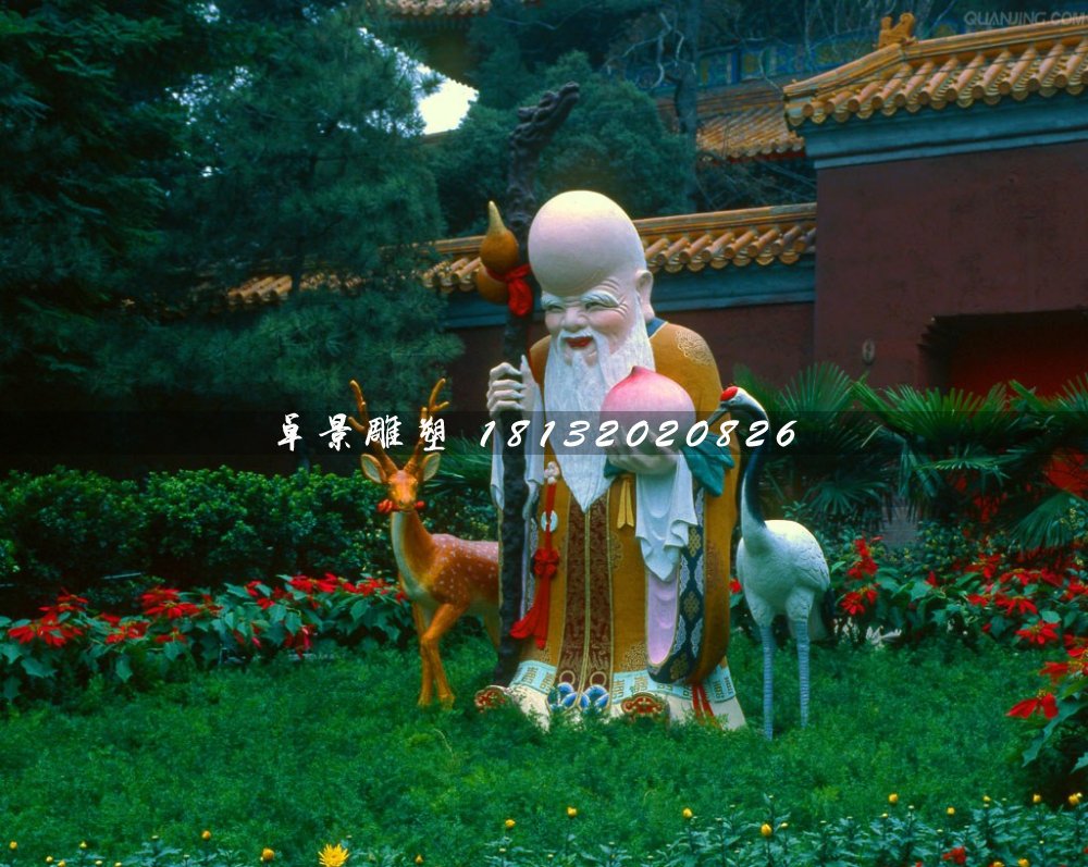 老壽星雕塑,玻璃鋼彩繪神仙雕塑