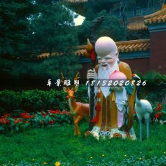 老壽星雕塑，玻璃鋼彩繪神仙雕塑