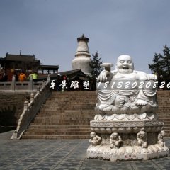 大肚彌勒佛石雕，大理石佛像雕塑
