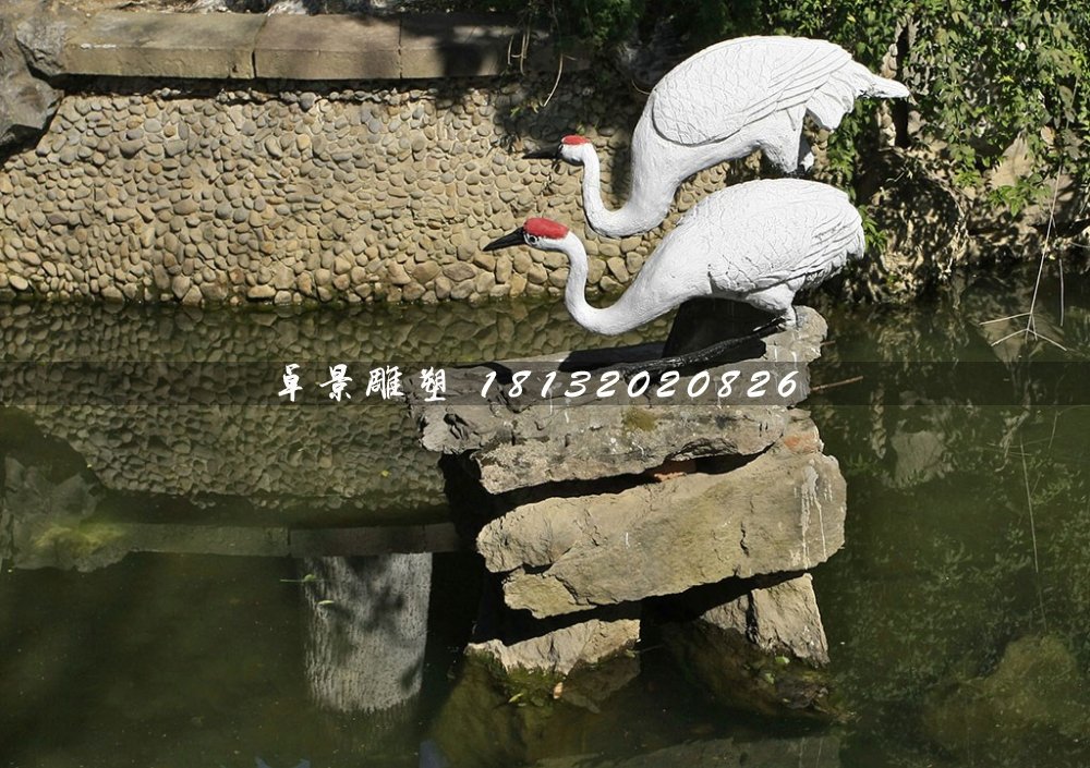 丹頂鶴石雕,公園動物石雕