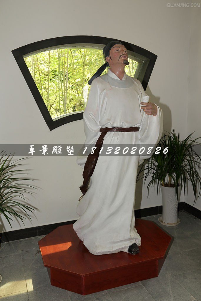 詩(shī)仙李白雕塑，玻璃鋼人物雕塑