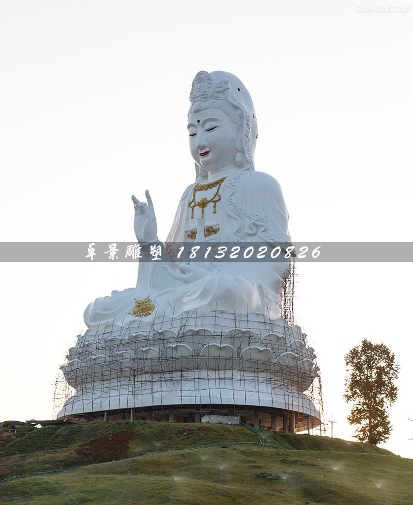 玻璃鋼坐式觀音雕塑，大型觀音雕塑