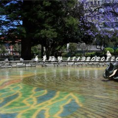 袋鼠飲水銅雕，公園動物銅雕