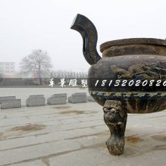 三足香爐銅雕,廣場(chǎng)銅香爐雕塑