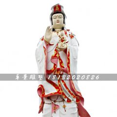 送子觀音雕塑，玻璃鋼彩繪佛像