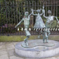 一家三口銅雕，公園天倫之樂銅雕
